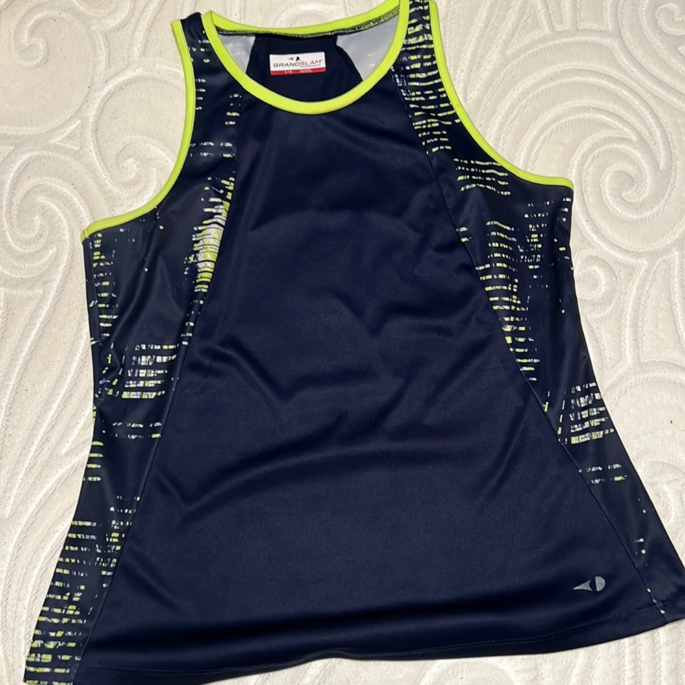 Size large grand slam ladies navy and neon shirt. Golf shirt